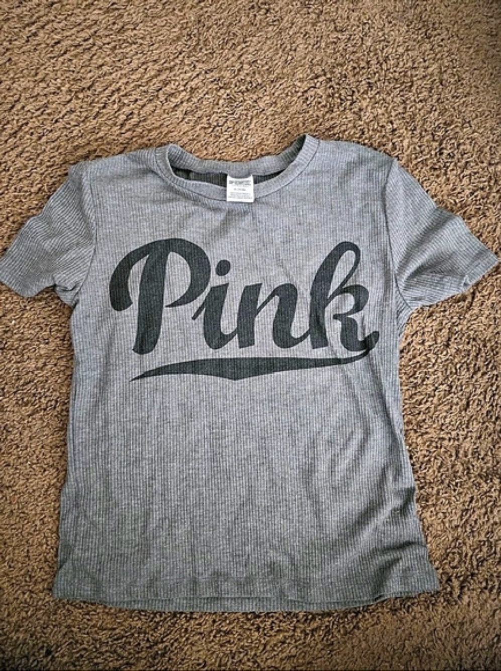 PINK Victoria's Secret Graphic Short Sleeve Tee in Gray